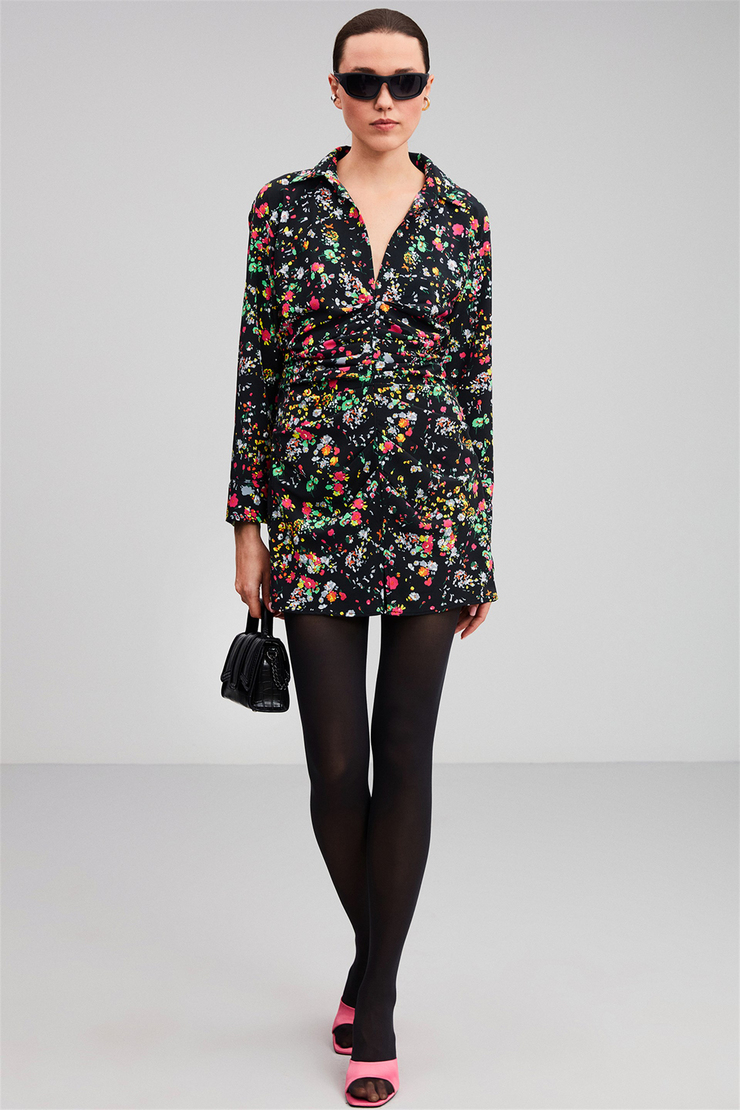 EVELYN Dokuma Slim Fit Siyah  Elbise