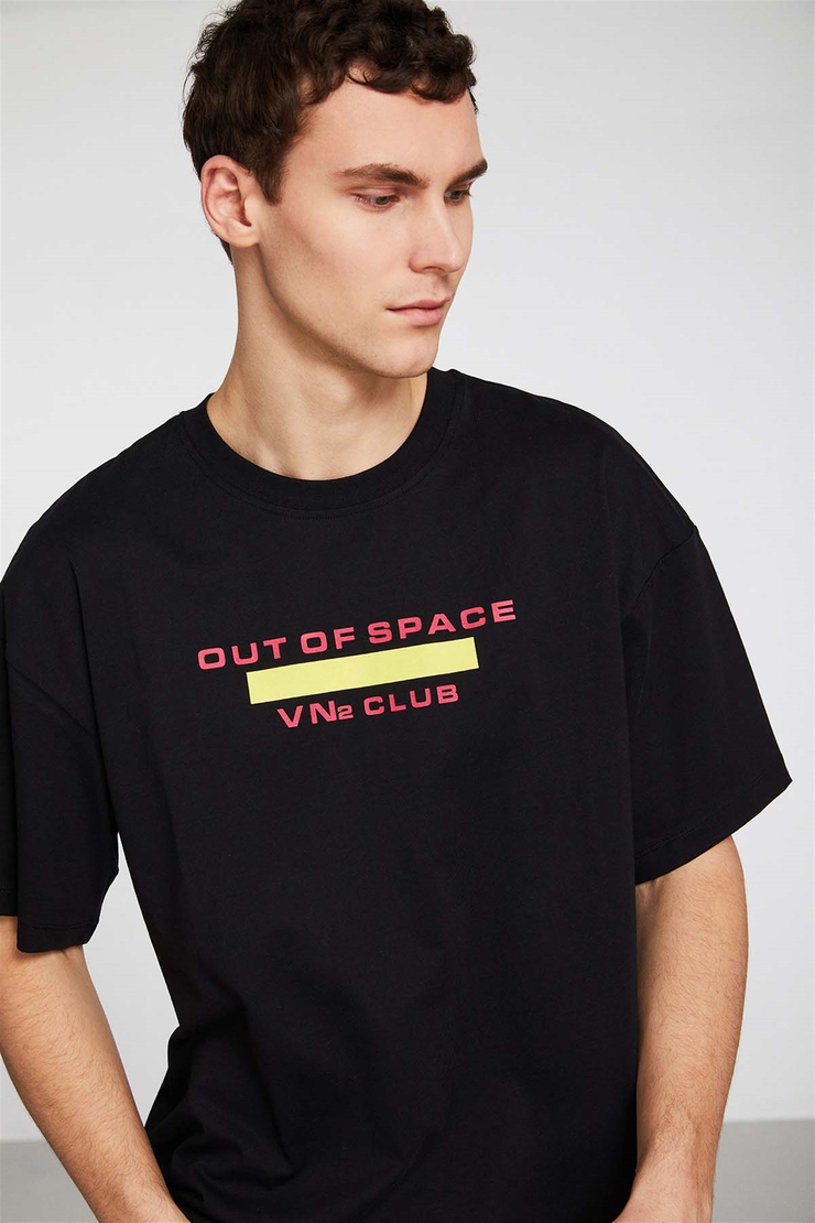 EXPLORE Örme Oversize Siyah  T-Shirt