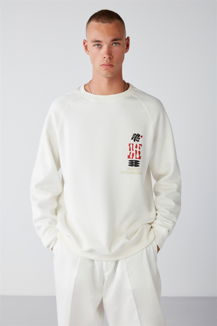 EXPRESSED Örme Comfort Ekru  Sweatshirt