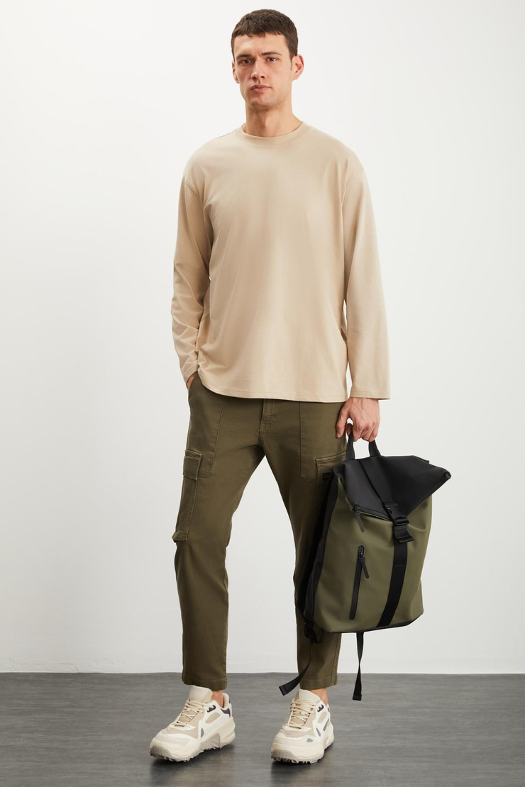 EZRA  Oversize Bej Tekli T-Shirt