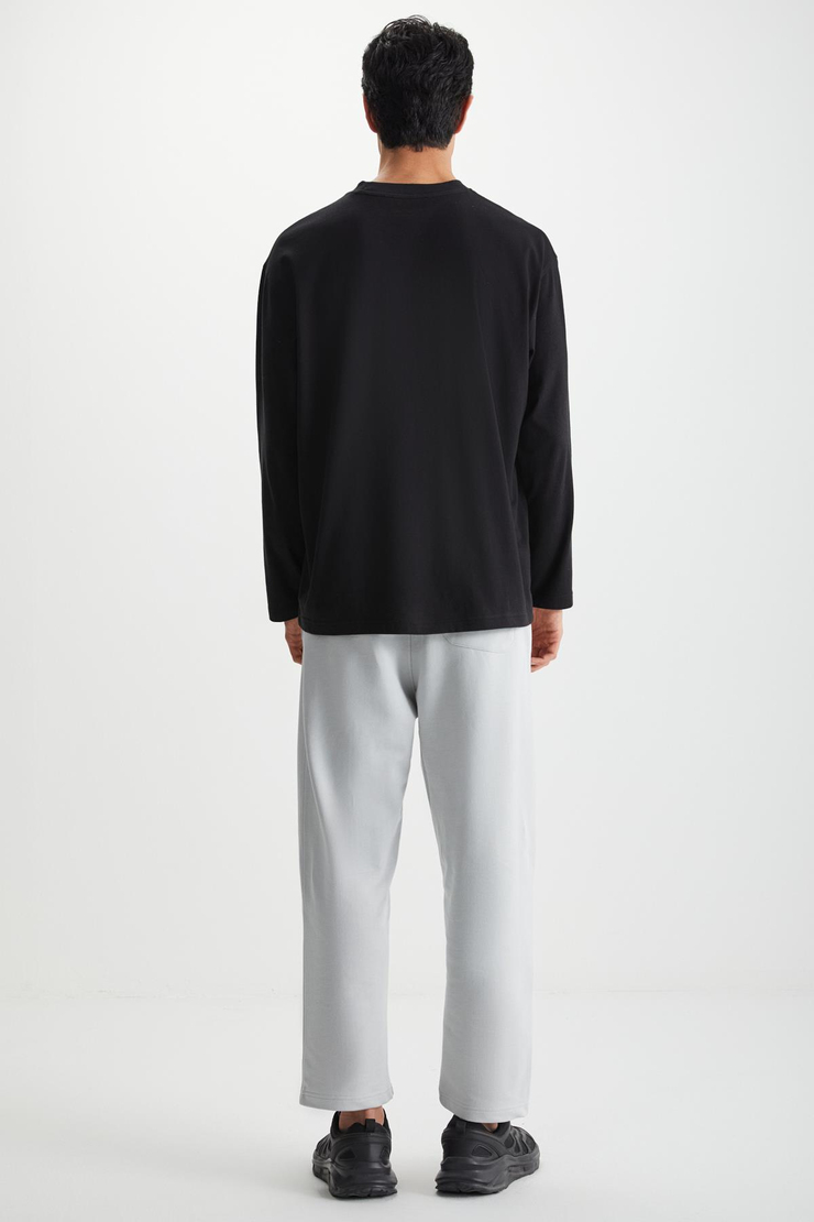 EZRA  Oversize Siyah Tekli T-Shirt