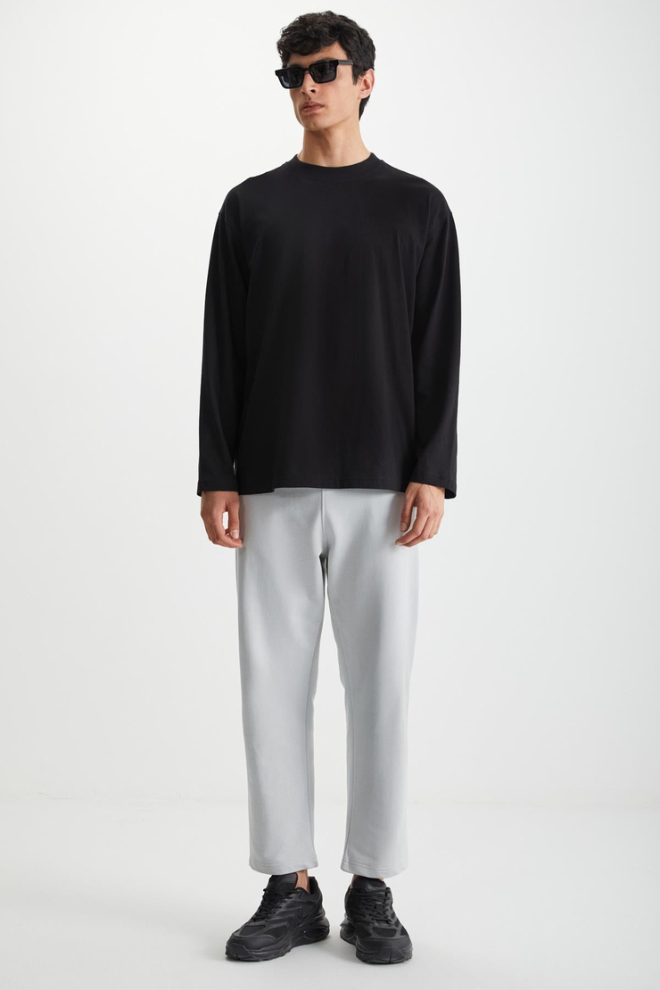 EZRA  Oversize Siyah Tekli T-Shirt