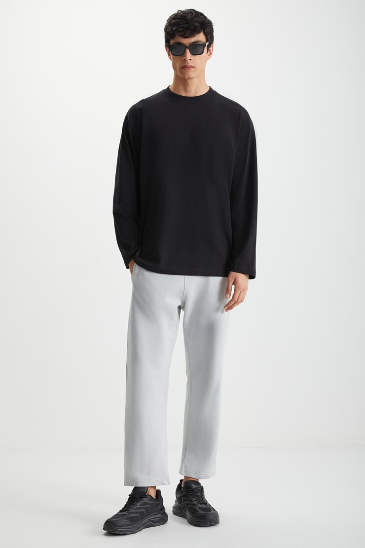 EZRA  Oversize Siyah Tekli T-Shirt