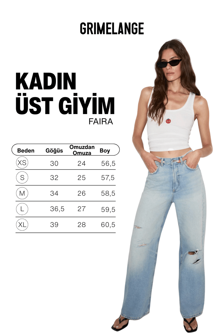 FAIRA Kadın Yumuşak Ve Esnek Kumaşlı Vucuda Oturan Nakışlı Ve Dantelli Beyaz Atlet
