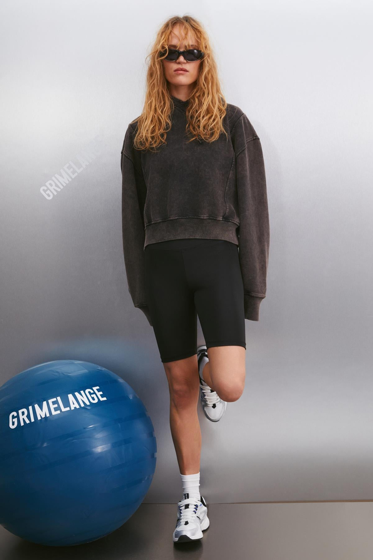 FANNIE Kadın Yıkama Efektli Oversize 3 İplik Örme Organik Pamuk Kapüşonlu Siyah Sweatshirt
