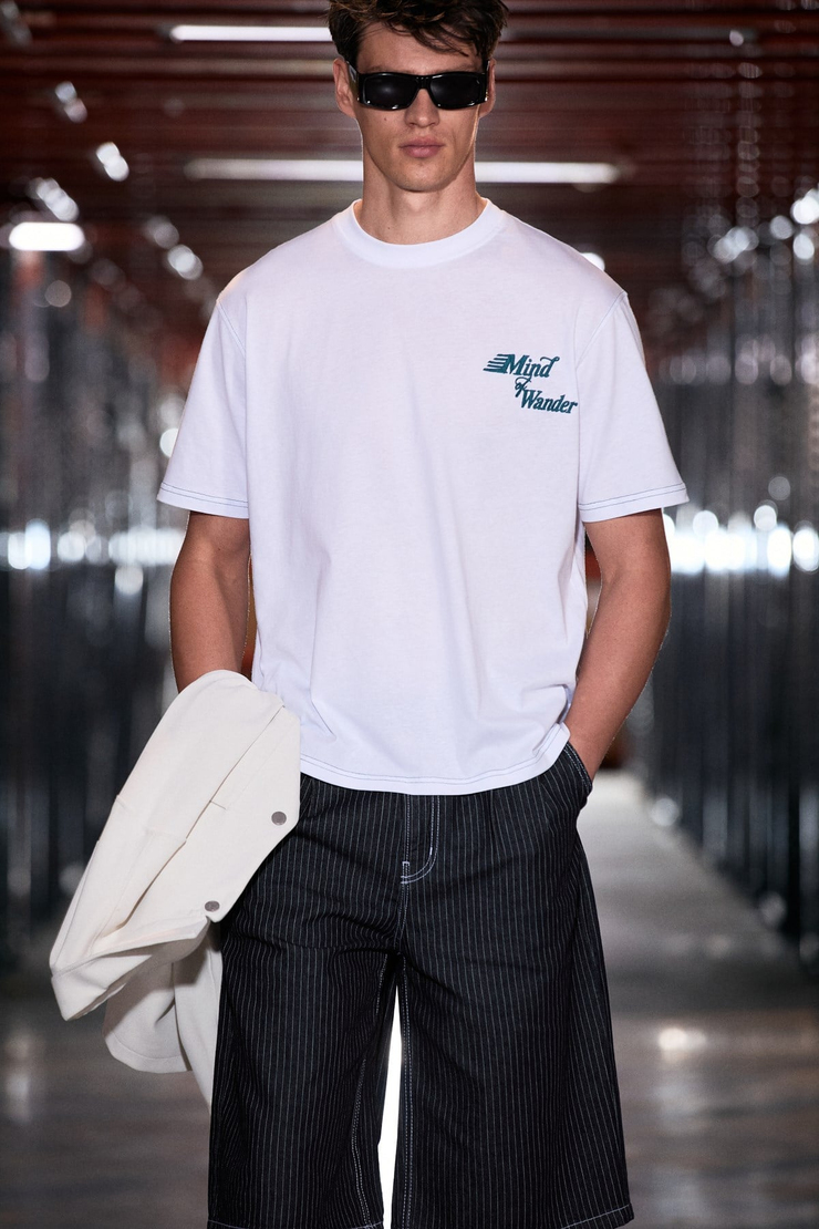 FARID Erkek %100 Organik Pamuklu Baskı Detaylı Yuvarlak Yaka Regular Fit Beyaz T-Shirt