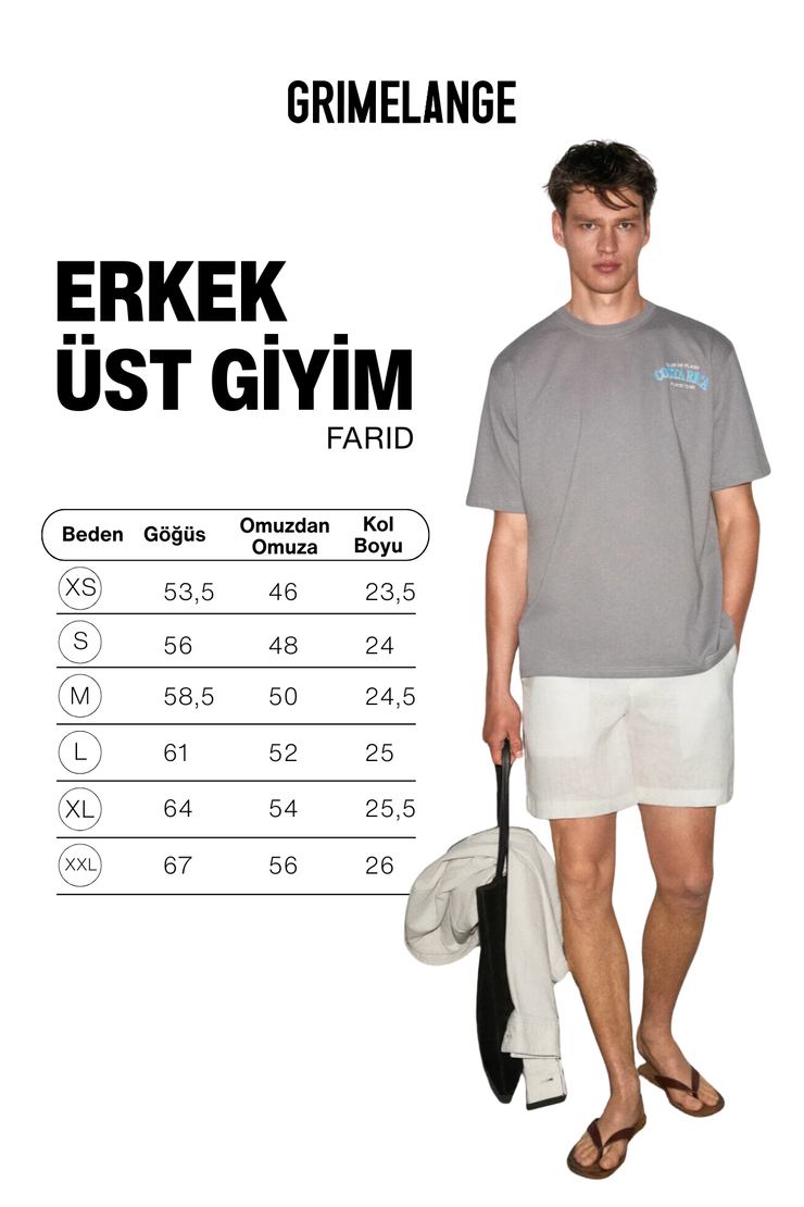 FARID Erkek %100 Organik Pamuklu Baskı Detaylı Yuvarlak Yaka Regular Fit Gri T-Shirt