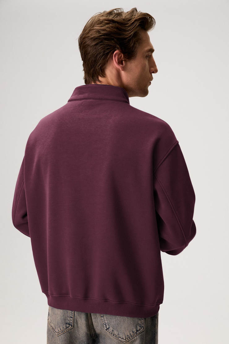 FAYED Erkek Dik Yaka Bordo Sweatshirt