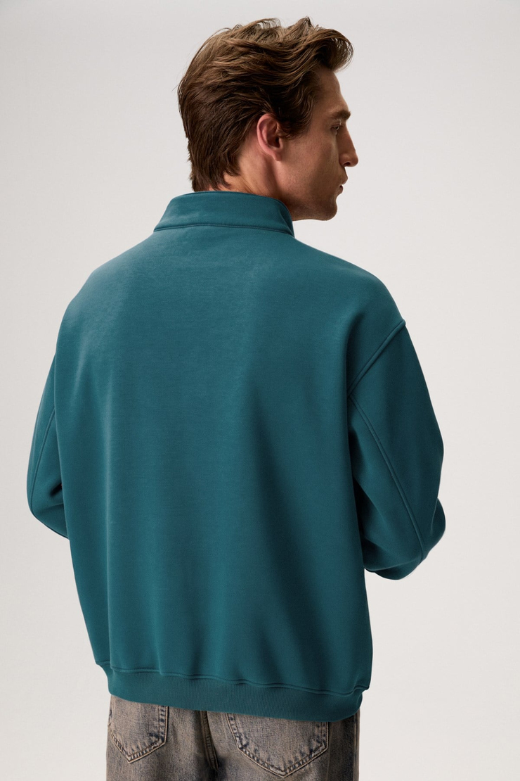 FAYED Erkek Dik Yaka Yeşil Sweatshirt