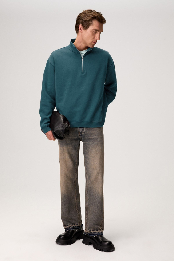 FAYED Erkek Dik Yaka Yeşil Sweatshirt