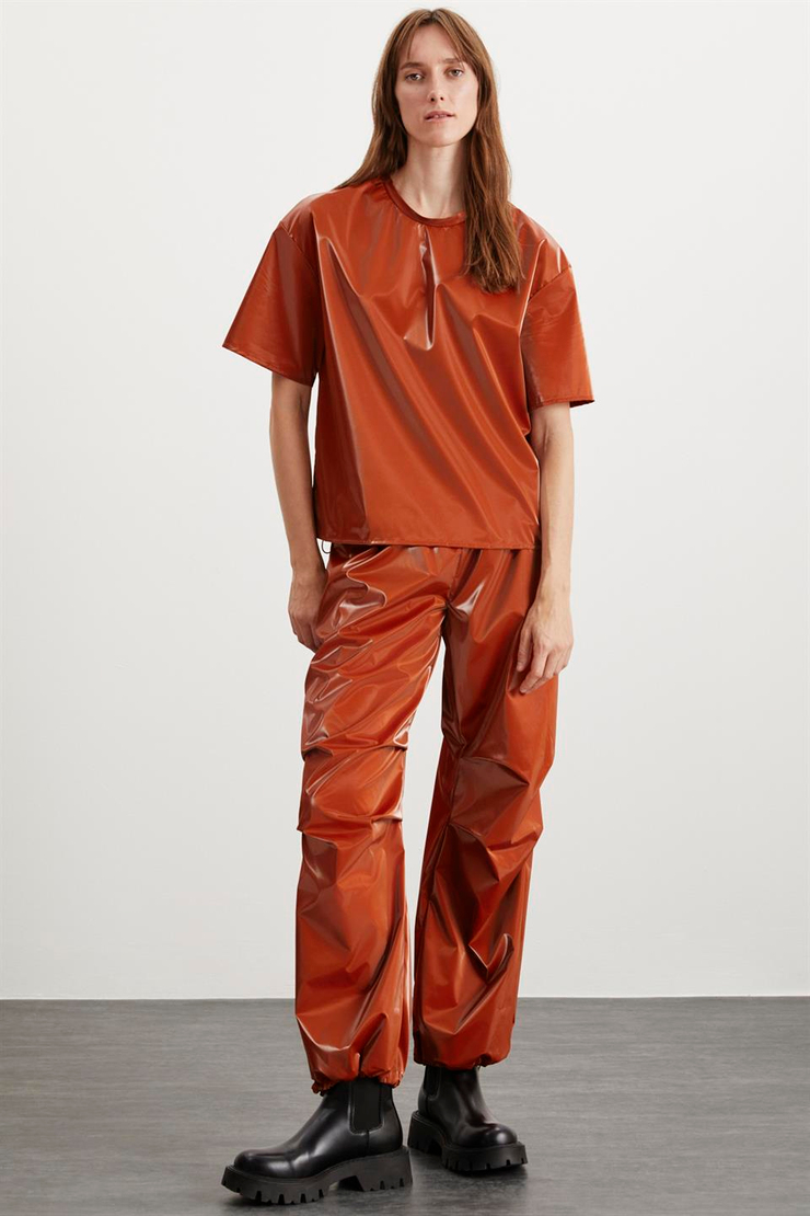 FELECIA  Relaxed Kiremit Rengi Tekli T-Shirt