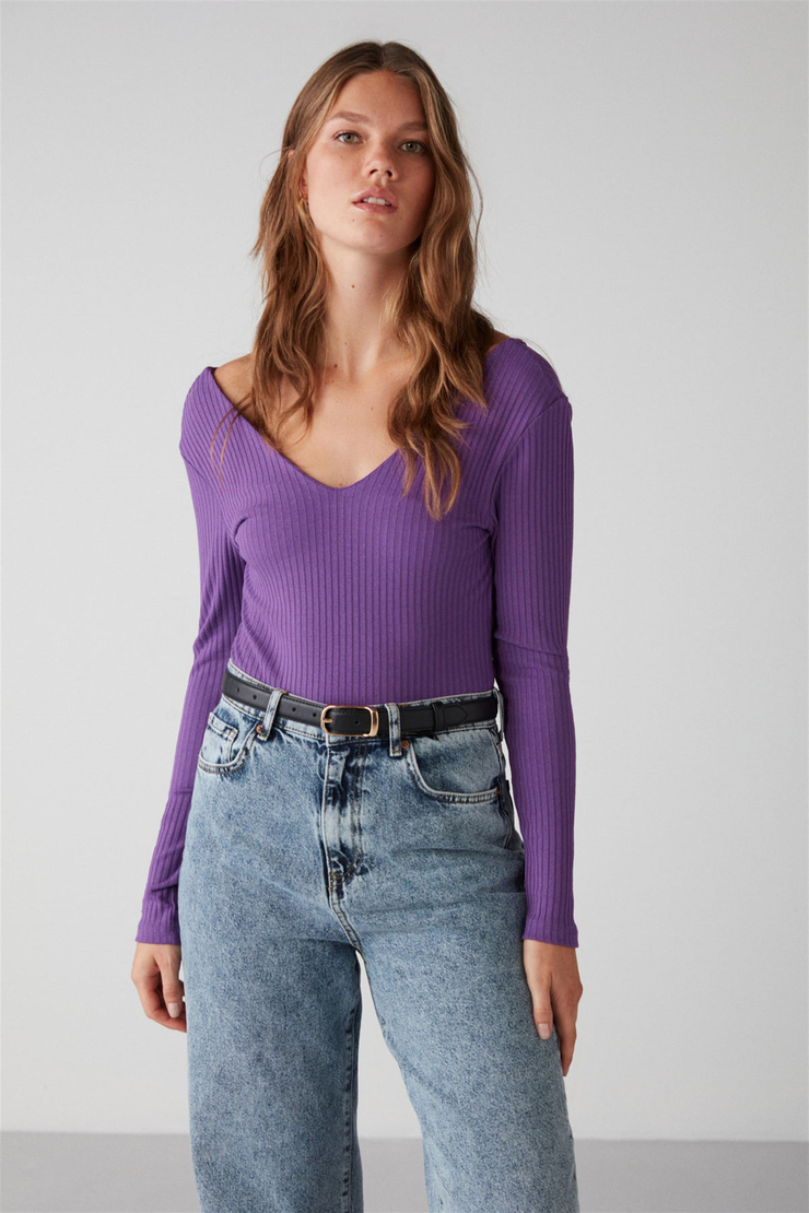 FELICCIA Örme Slim Fit Mor  Body