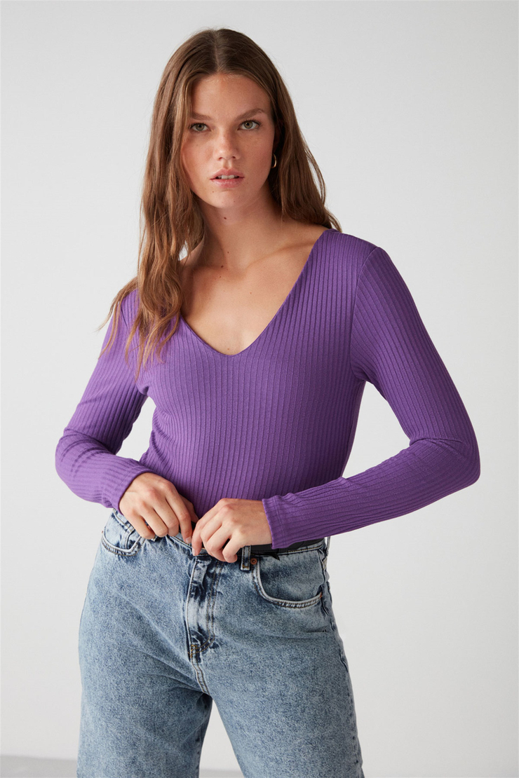 FELICCIA Örme Slim Fit Mor  Body