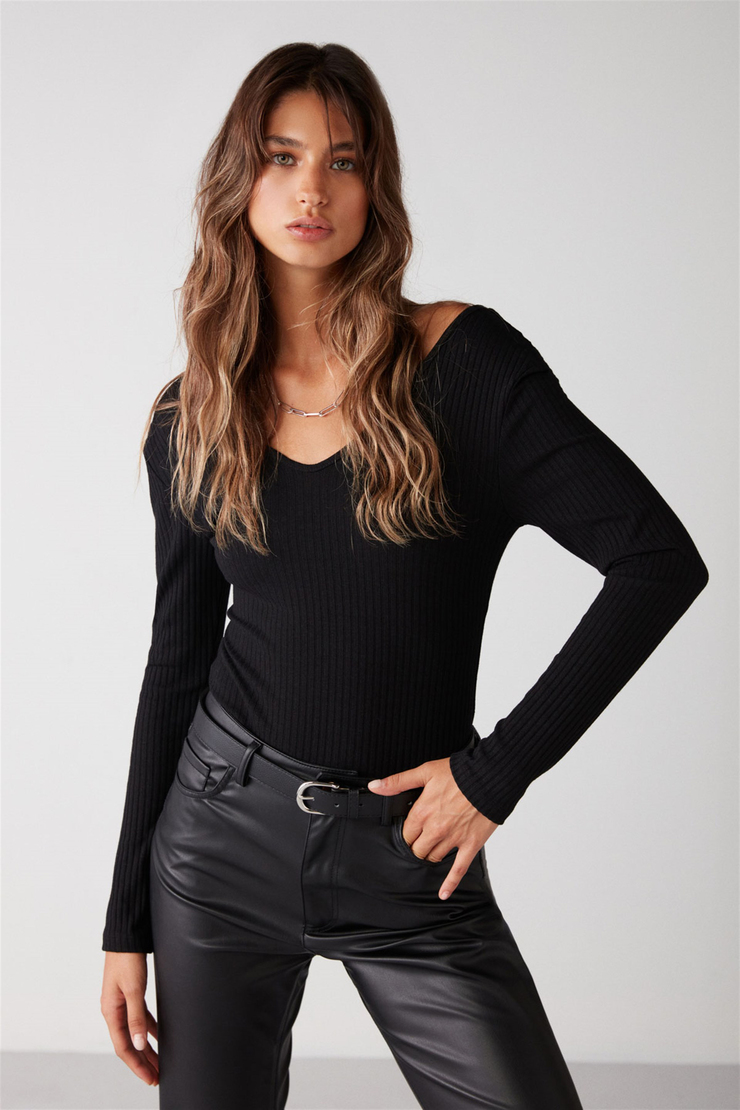 FELICCIA Örme Slim Fit Siyah  Body
