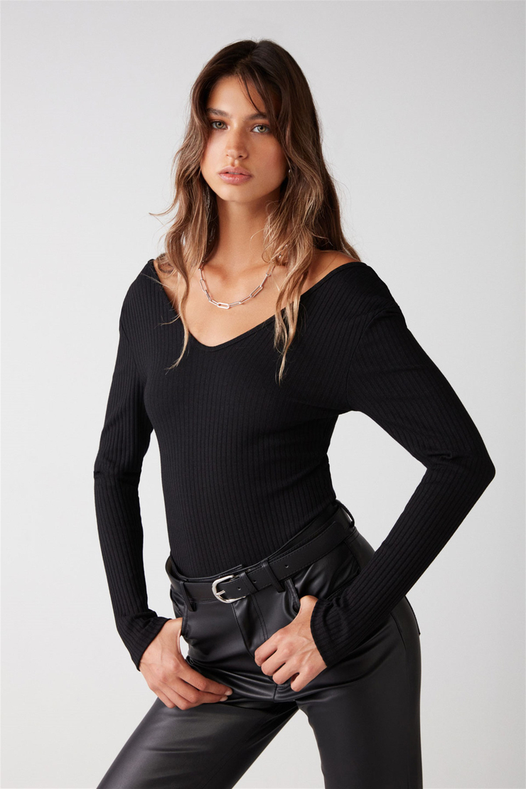 FELICCIA Örme Slim Fit Siyah  Body