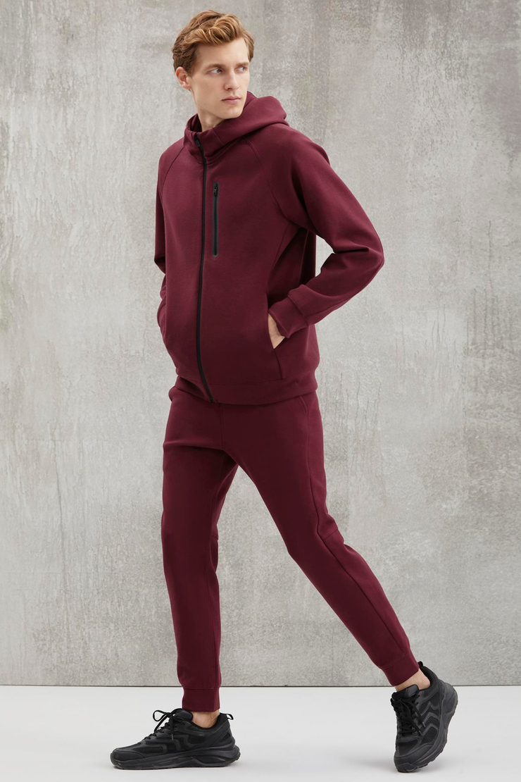 FERB  Relaxed Bordo Tekli Eşofman Altı