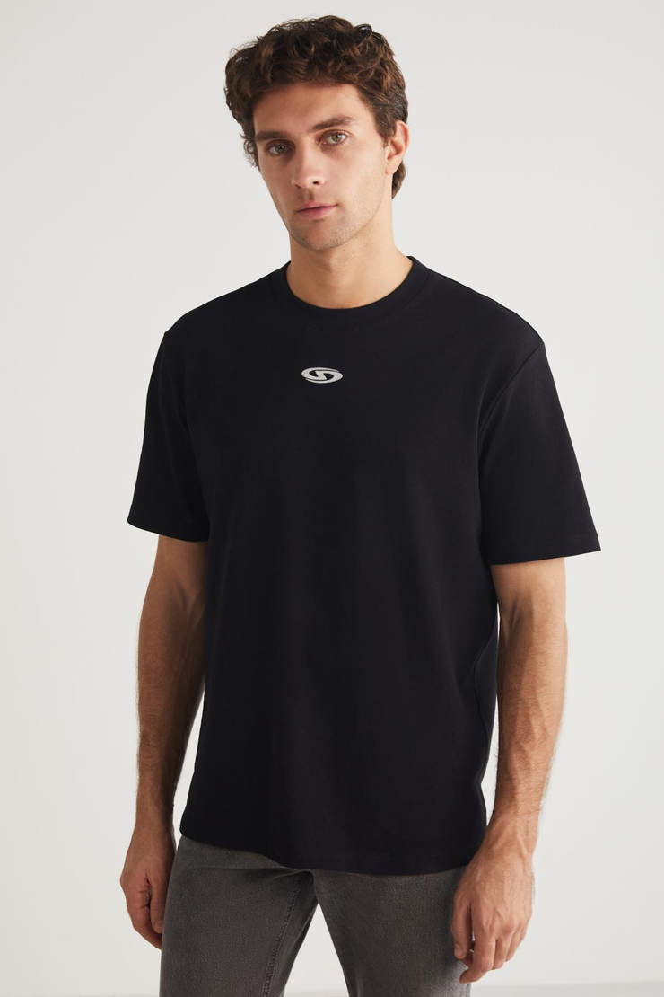 FERRAN Basic Regular Siyah Tekli T-Shirt
