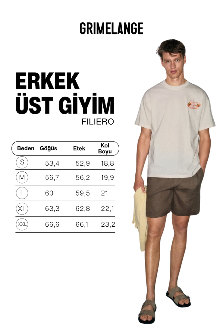 FILIERO Erkek %100 Organik Pamuklu Baskı Detaylı Yuvarlak Yaka Regular Fit Vanilya T-Shirt