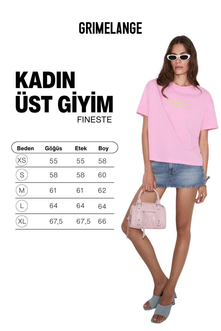 FINESTE Kadın Yumuşak Kumaşlı %100 Organik Pamuklu  Baskı Detaylı Pembe T-Shirt