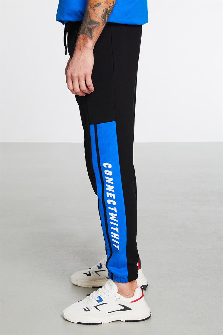 FINISH OFF Erkek Siyah Baskılı  Comfort Fit Eşofman Altı