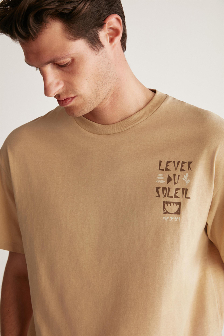 FINN Örme Oversize Bej Tekli T-Shirt