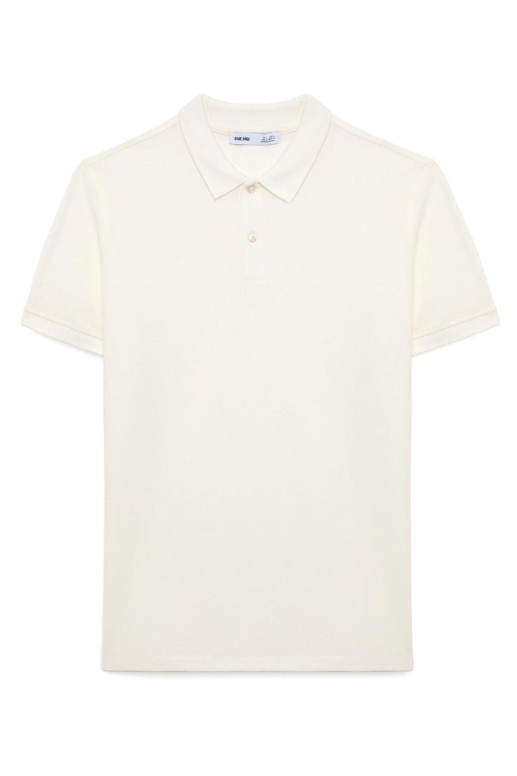 FLEXORE Erkek %100 Pamuk Kısa Kollu Regular Fit Ekru Polo Yaka T-shirt