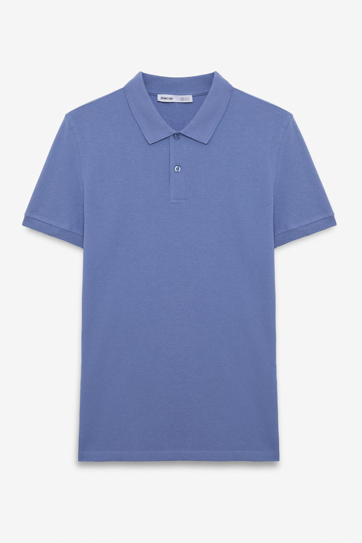 FLEXORE Erkek %100 Pamuk Kısa Kollu Regular Fit Mavi Polo Yaka T-shirt