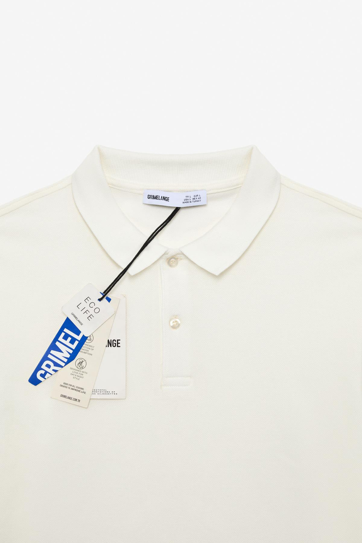 FLEXORE Erkek %100 Pamuk Kısa Kollu Regular Fit Ekru Polo Yaka T-shirt
