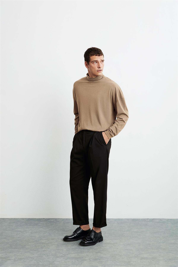 FLYNN Örme Comfort Fit Bej  T-Shirt