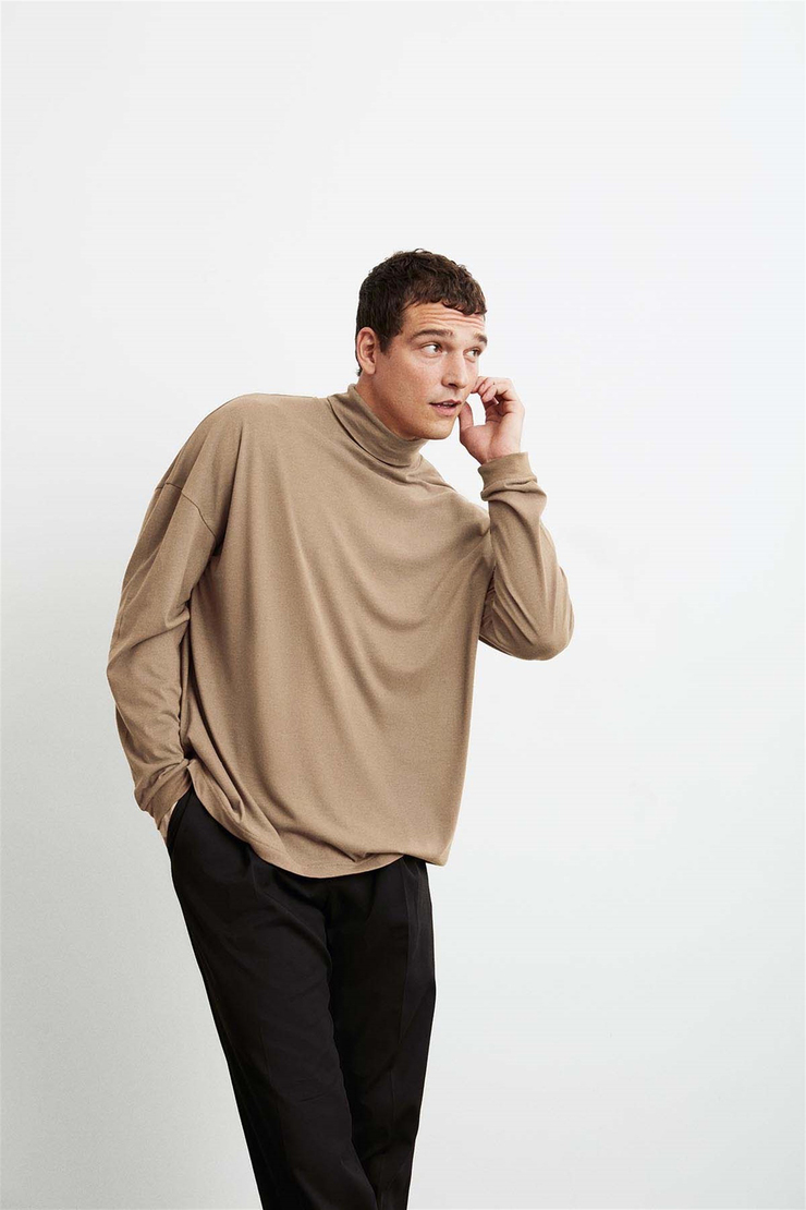 FLYNN Örme Comfort Fit Bej  T-Shirt
