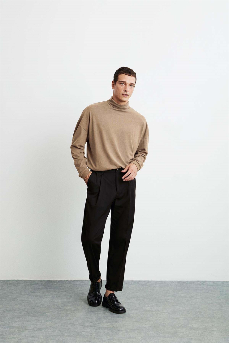FLYNN Örme Comfort Fit Bej  T-Shirt