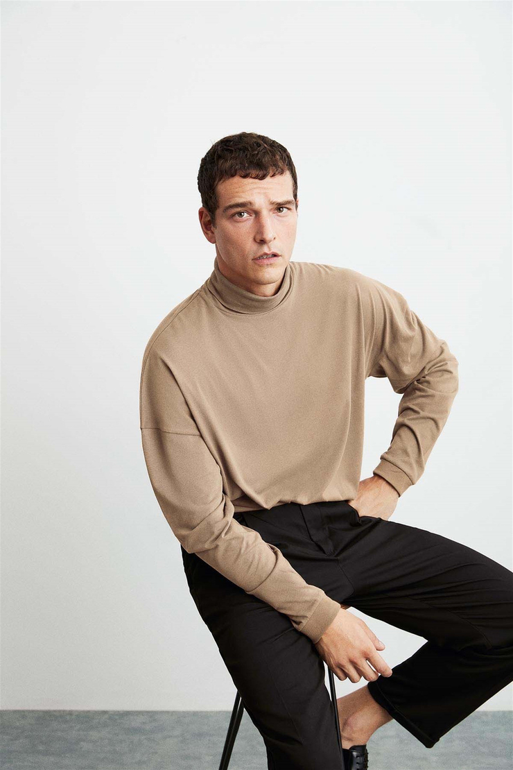 FLYNN Örme Comfort Fit Bej  T-Shirt
