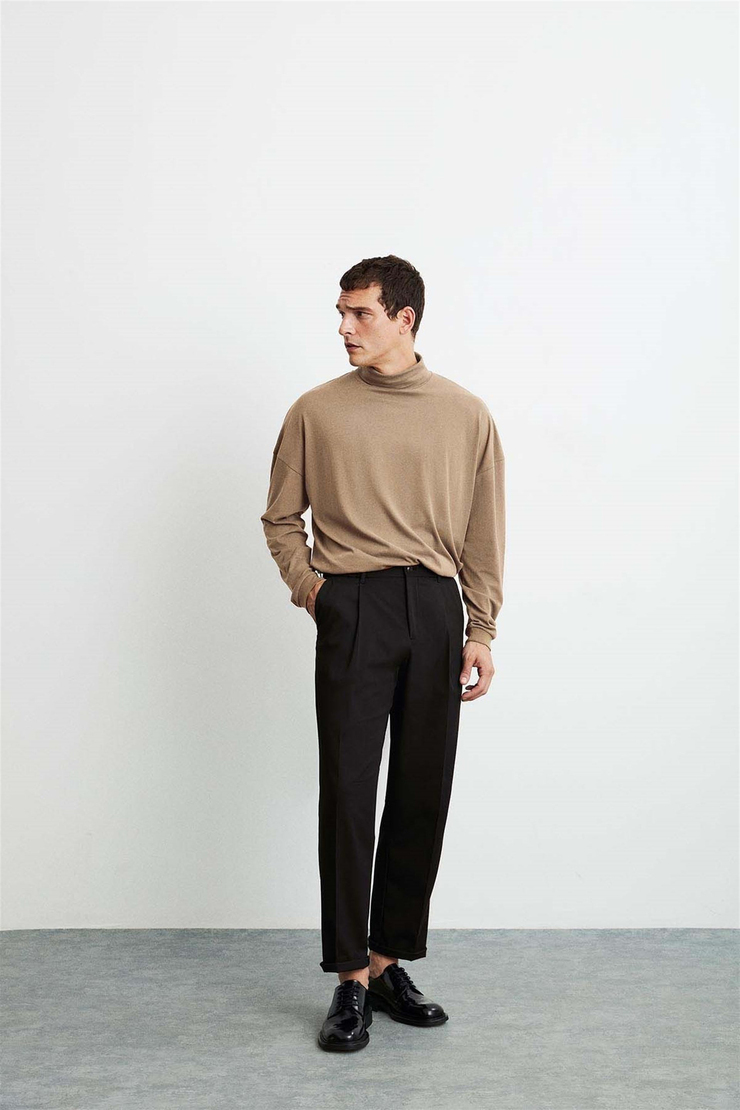 FLYNN Örme Comfort Fit Bej  T-Shirt
