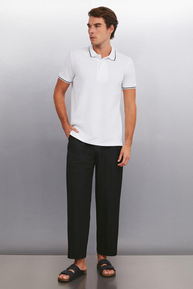 FORESTAR  Regular Beyaz Tekli Polo Yaka T-shirt