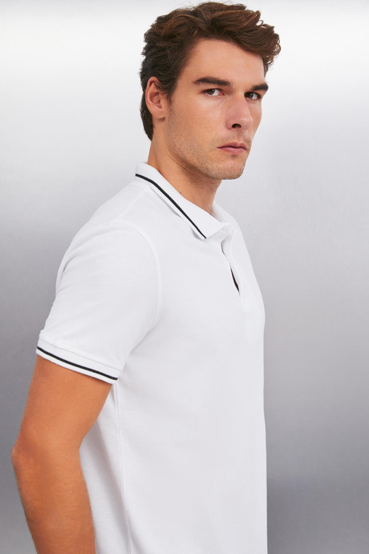 FORESTAR  Regular Beyaz Tekli Polo Yaka T-shirt