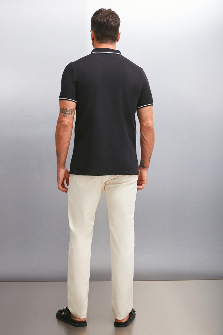FORESTAR  Regular Siyah Tekli Polo Yaka T-shirt