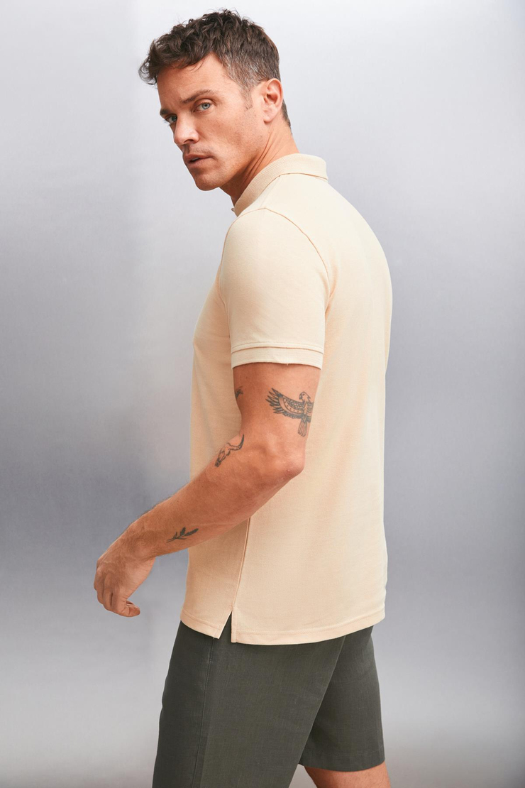 FORET  Regular Bej Tekli Polo Yaka T-shirt