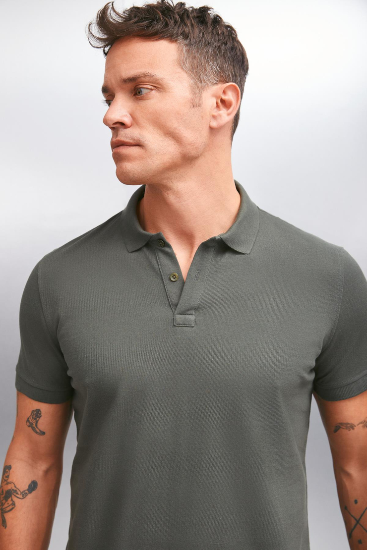 FORET  Regular Haki Tekli Polo Yaka T-shirt