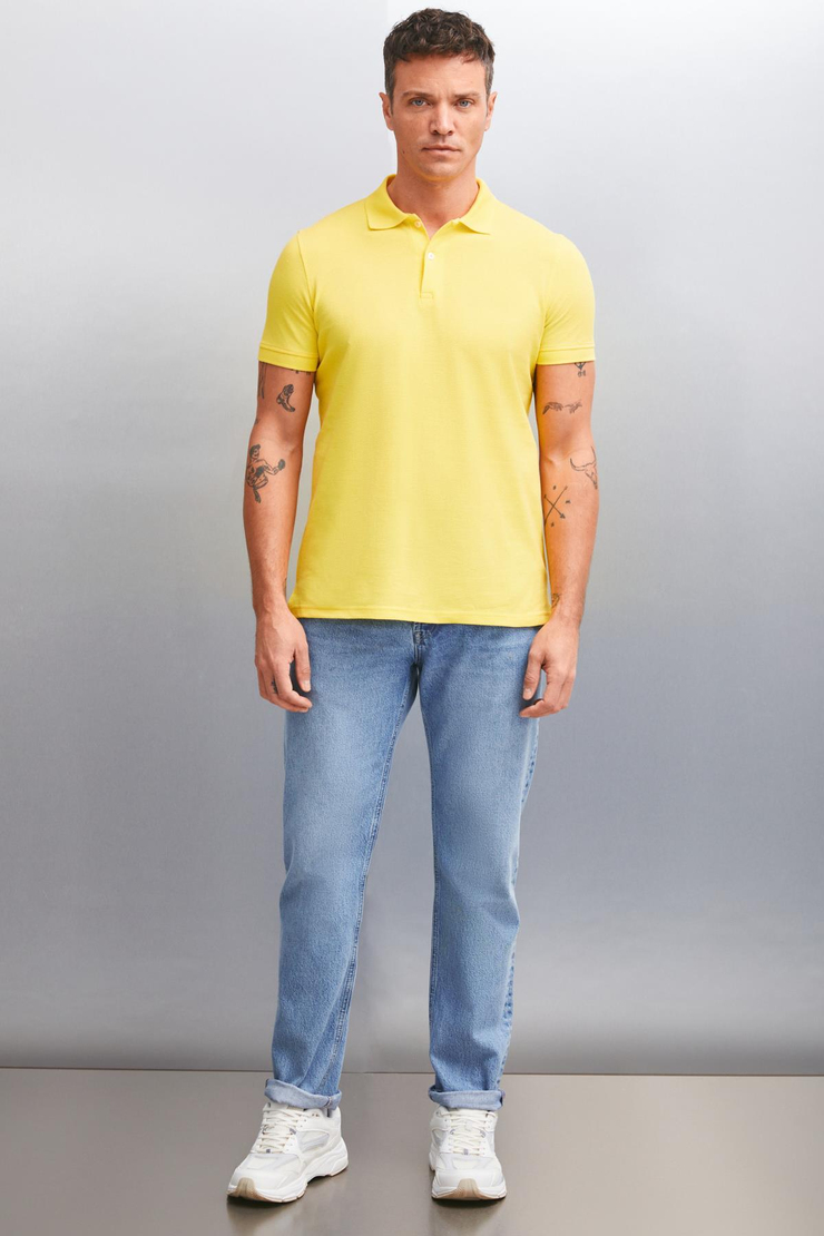FORET  Regular Sarı Tekli Polo Yaka T-shirt