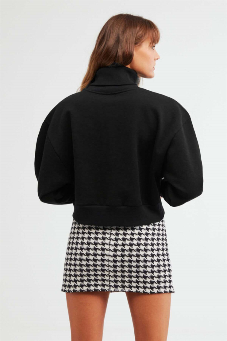 FRANCES Örme Oversize Siyah  Sweatshirt