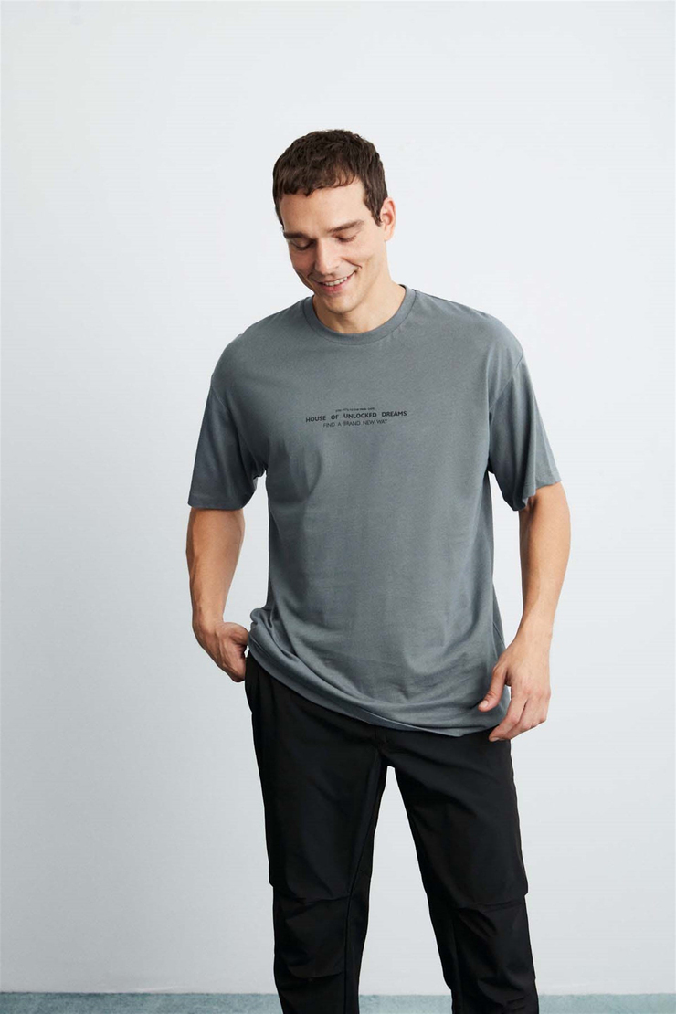 FRANK Örme Oversize Gri  T-Shirt