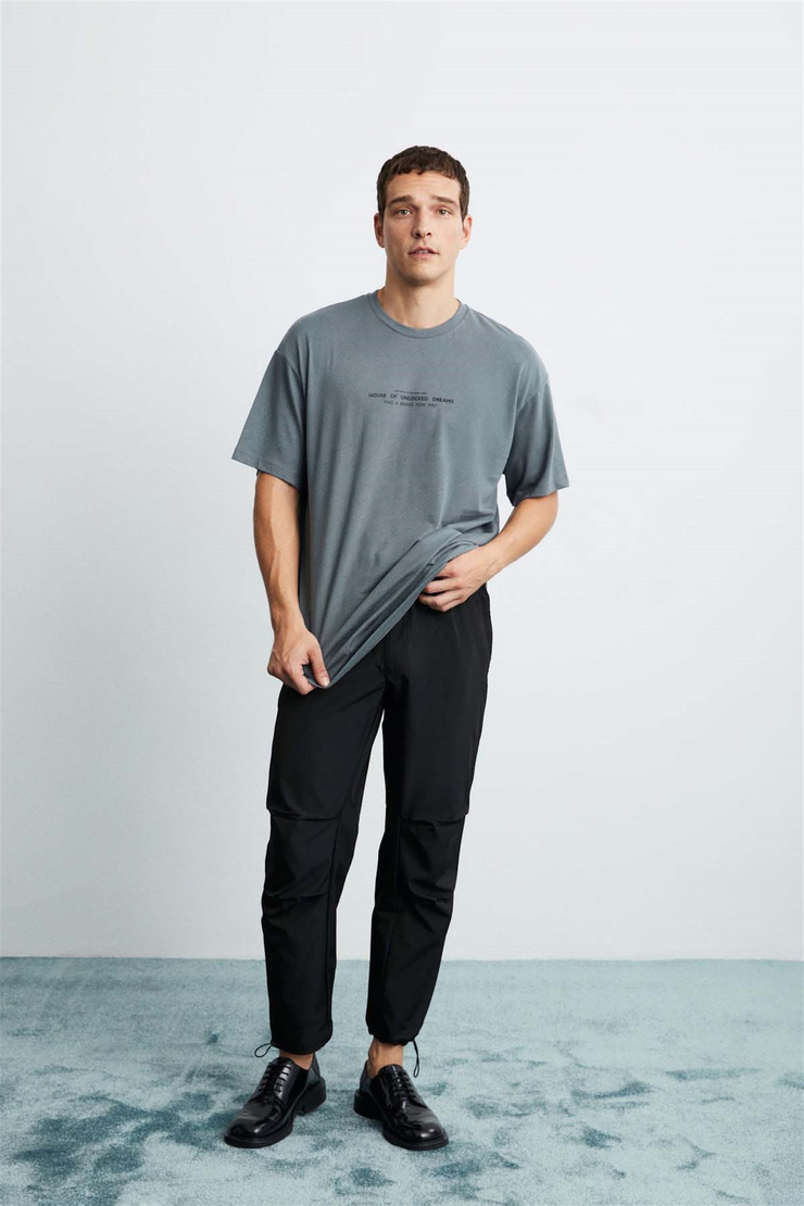 FRANK Örme Oversize Gri  T-Shirt