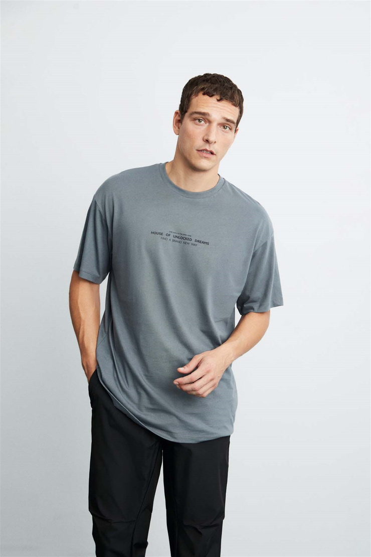 FRANK Örme Oversize Gri  T-Shirt