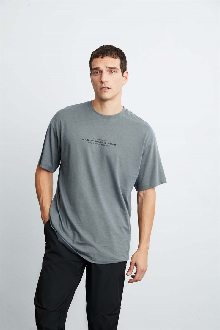 FRANK Örme Oversize Gri  T-Shirt