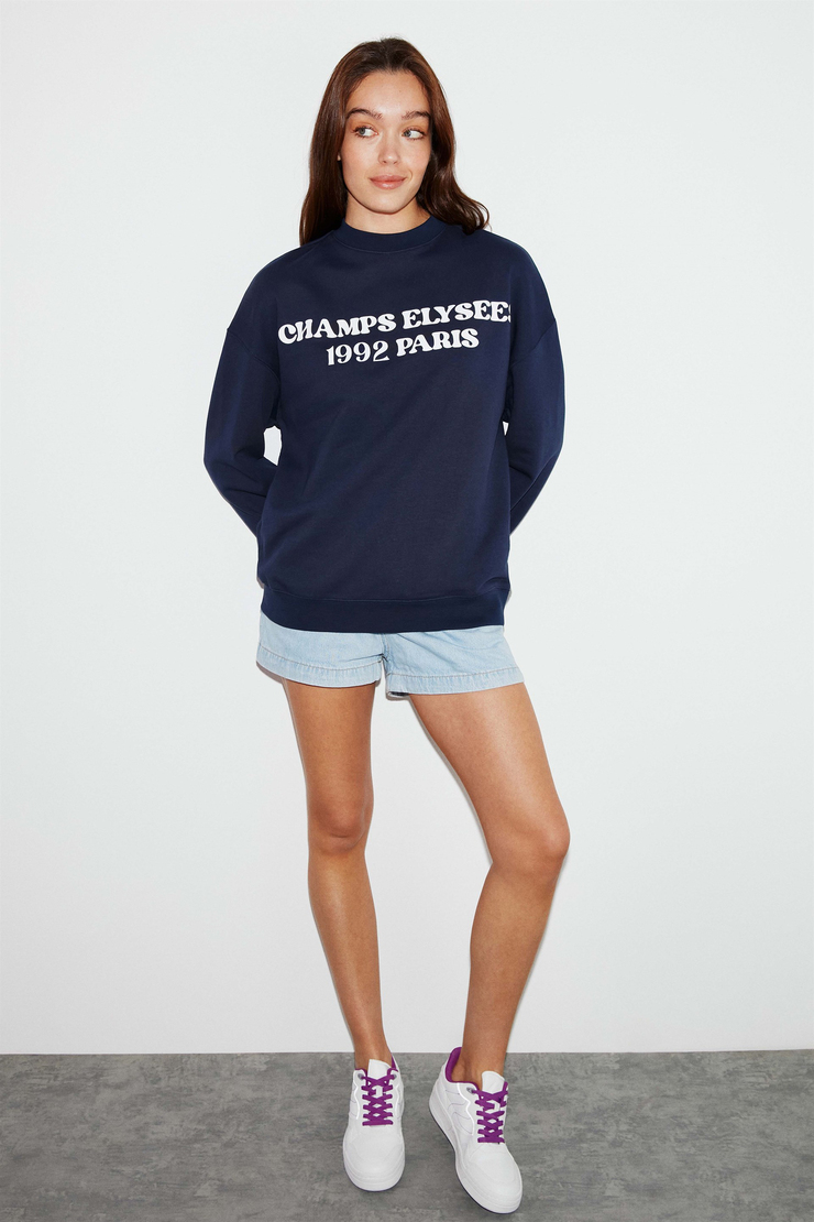 FREYA Örme Oversize Lacivert  Sweatshirt