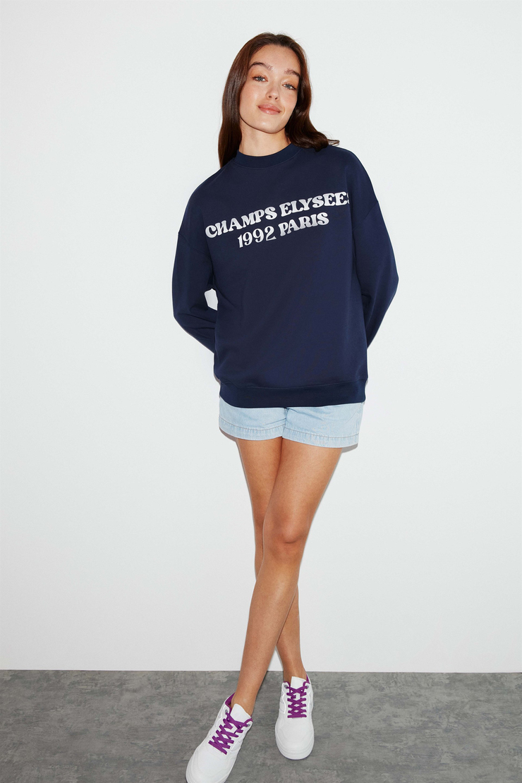 FREYA Örme Oversize Lacivert  Sweatshirt