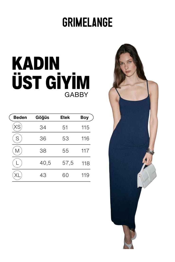 GABBY Kadın Yumuşak Ve Esnek Kumaşlı Toka Detaylı Slim Fit Lacivert Elbise