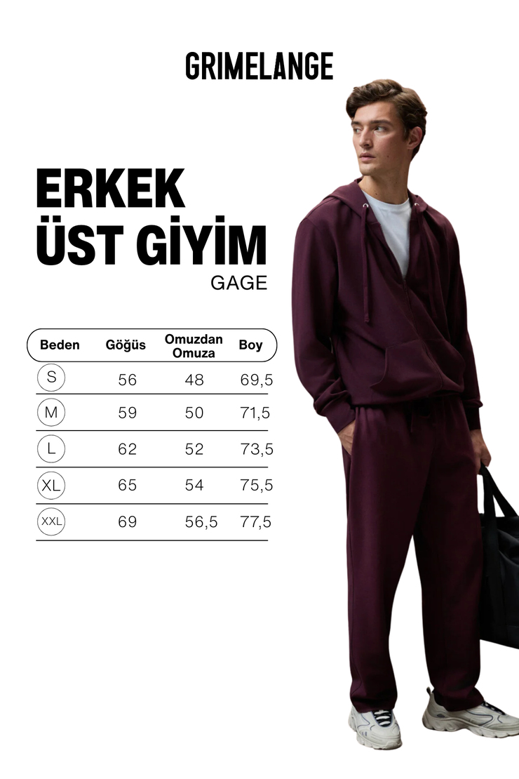 GAGE Erkek Kapüşonlu Metal Kuş Gözü Detaylı Fermuarlı Kordonlu Cepli Bordo Sweatshirt