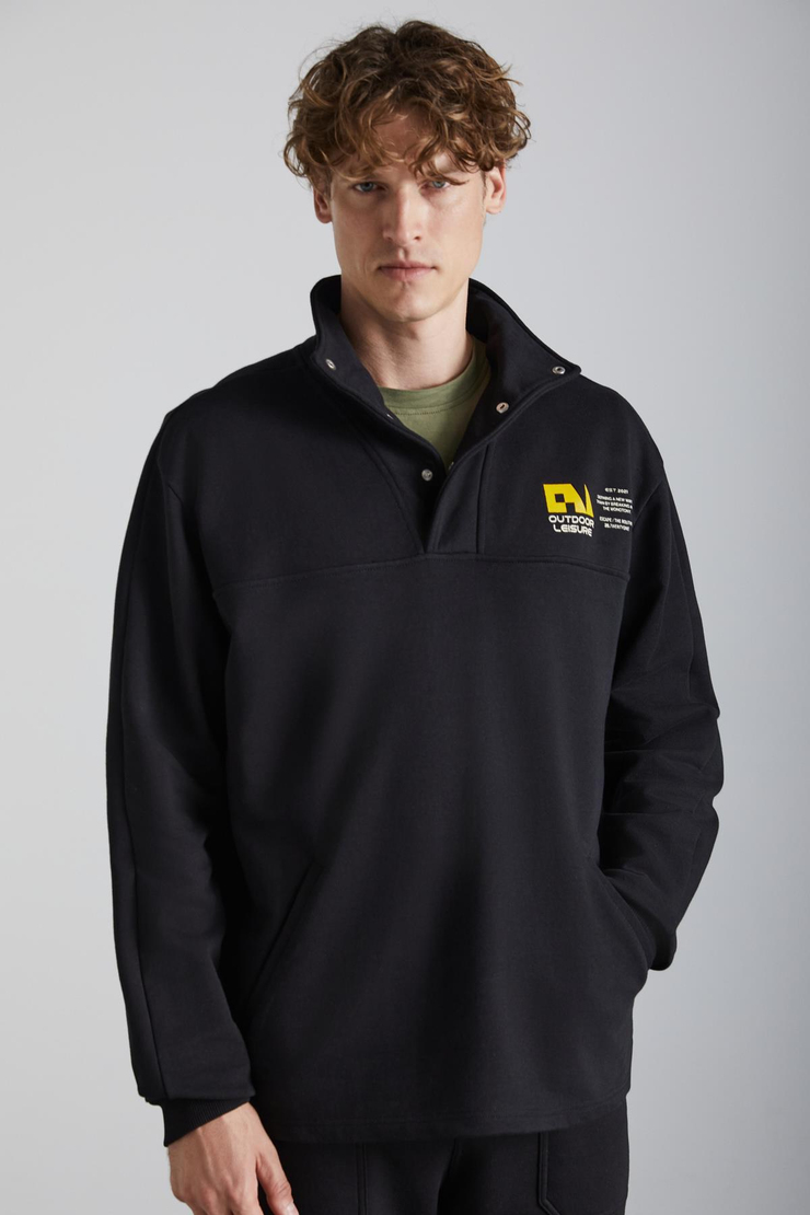 GALICIA Erkek Siyah Sweatshirt
