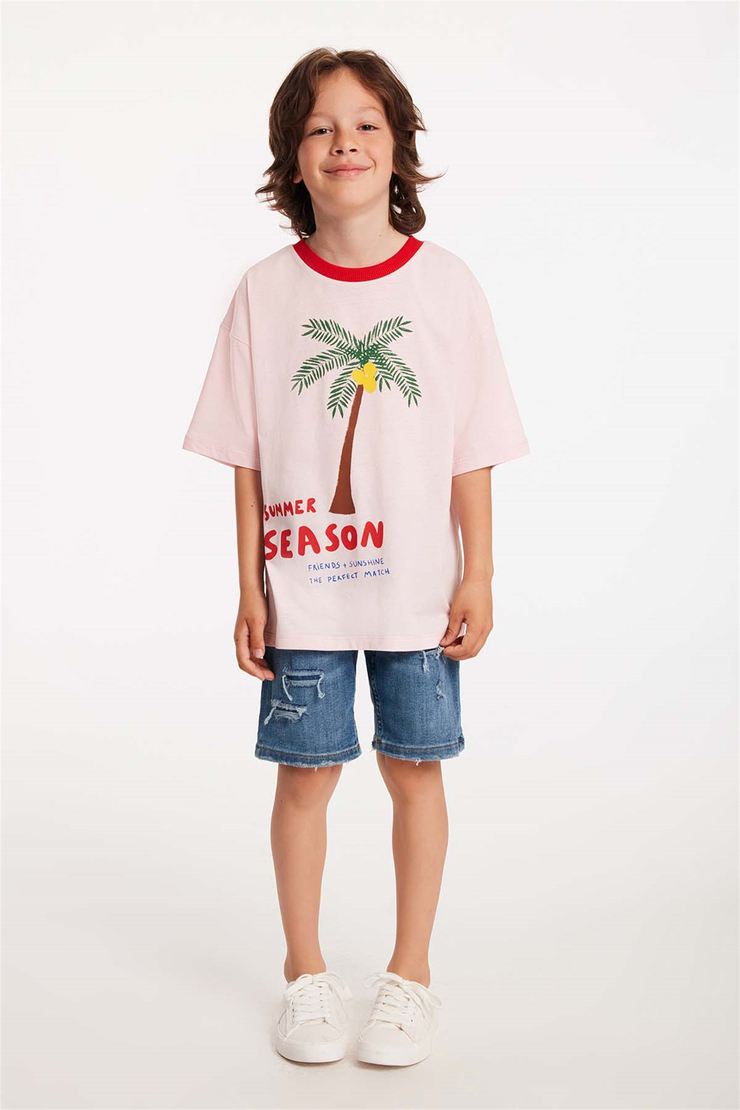 GARY Örme Comfort Fit Pembe  T-Shirt